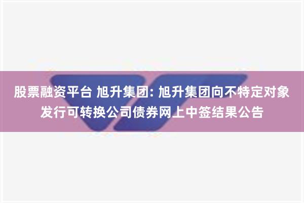 股票融资平台 旭升集团: 旭升集团向不特定对象发行可转换公司债券网上中签结果公告